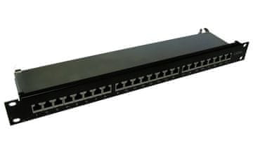 XtendLan Patch panel 19", 24 priključkov, Cat6a, zaščiten, kovinski pokrov