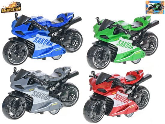 Motorno kolo Roadblaster 9 cm kovinski reverz - mešanica barv (siva, zelena, modra, rdeča)