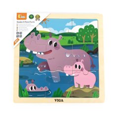 Viga Lesena sestavljanka za otroke 9 kosov Hippo