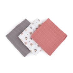 Petite&Mars PETITE&amp;MARS Komplet muslinskih plenic iz bambusa 3 kosi Moussy Rose Rainbows, 68 x 68 cm
