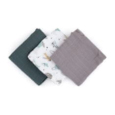 Petite&Mars PETITE&amp;MARS Komplet bambusovih muslinskih plenic 3 kosi Moussy Grey Planes, 68 x 68 cm