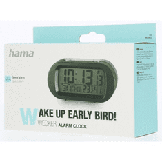 Hama Everyday, digitalna budilka, z datumom, temperaturo in vlažnostjo, z baterijami, črna