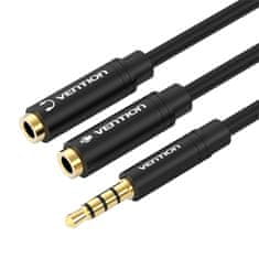 Vention Avdio kabel 3,5 mm moški do 2x 3,5 mm ženski BBVBY 0,3 m (črn)