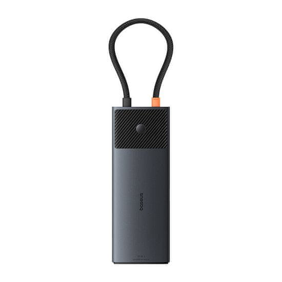 slomart adapter hub 10v1 baseus usb-c - 2xhdmi, 3xusb-a, usb-c, rj45, sd/tf, pd (črn)
