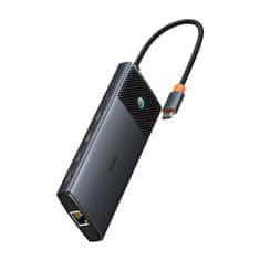 BASEUS Adapter Hub 10v1 Baseus USB-C - 2xHDMI, 3xUSB-A, USB-C, RJ45, SD/TF, PD (črn)