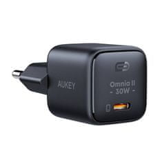 Aukey Stenski polnilec Aukey PA-B1L, USB-C, 30 W (črn)