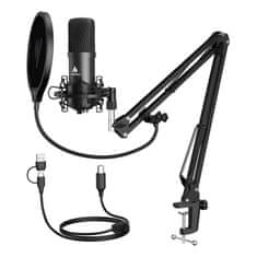 Maono Mikrofon s stojalom A04E (črn)