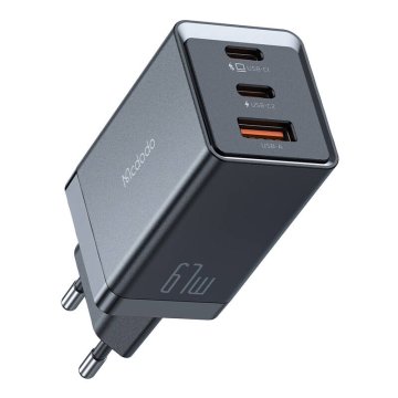 slomart mcdodo omrežni polnilec ch-1541, 2x usb-c, 1x usb, 67 W (črn)