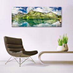tulup.si Slika na akrilnem steklu Mountain lake landscape 125x50 cm 2 obešalnika