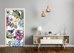 tulup.si Samolepilni tapete na vratih Cvetje in ptice 85x205 cm