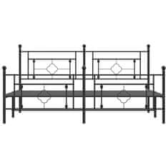 Vidaxl Kovinski posteljni okvir z vzglavjem in vznožjem črn 180x200 cm