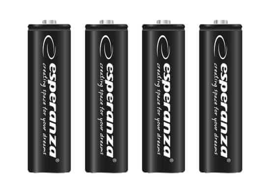 Esperanza eza106 esperanza polnilna baterija ni-mh aa visoke zmogljivosti 2600mah 4 kosi črna