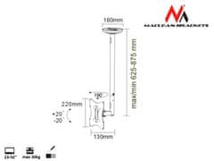 Maclean stropni nosilec za televizor maclean mc-504b (vrtljiv, stropni, nagibni; 23" - 42"; največ 30 kg)