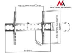 Maclean stenski nosilec za televizor maclean mc-668 (stenski, nagibni; 37" - 70"; max. 40kg)