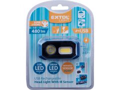 Extol Light naglavna svetilka 480lm, USB polnjenje, IR senzor, OSRAM LED+COB ICE