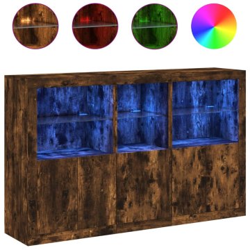 Vidaxl Komoda z LED lučkami dimljen hrast 162x37x100 cm