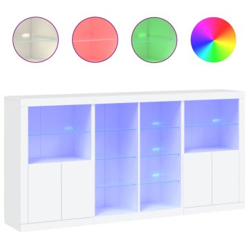 Vidaxl Komoda z LED lučkami bela 202x37x100 cm