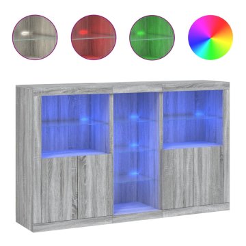 Vidaxl Komoda z LED lučkami siva sonoma 162x37x100 cm