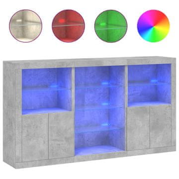 Vidaxl Komoda z LED lučkami betonsko siva 181,5x37x100 cm