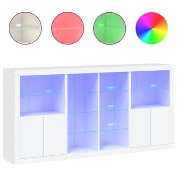 Vidaxl Komoda z LED lučkami bela 202x37x100 cm