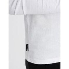 OMBRE Moška majica z dolgimi rokavi in potiskom V1 OM-LSPT-0118 bela MDN124242 S
