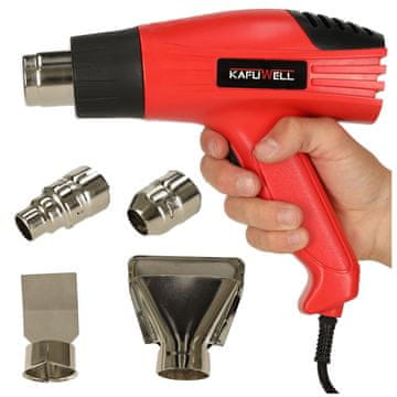 WOWO Električna toplotna pištola KAFUWELL 1600 W - KAFUWELL električna toplotna pištola 1600 W z nadzorom temperature in 4 zamenljivimi konicami