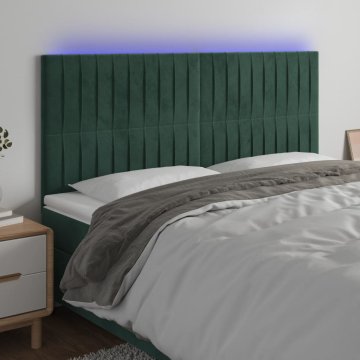 Vidaxl vidaXL Vzglavje postelje z LED diodo temno zeleno 160x5x118/128 cm