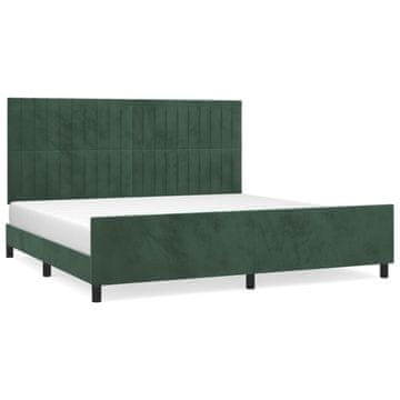 Vidaxl Posteljni okvir brez vzmetnice temno zelen 200x200 cm žamet