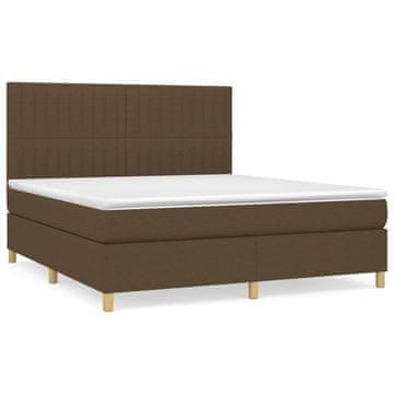 Vidaxl Box spring postelja z vzmetnico temno rjava 180x200 cm blago