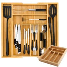Verkgroup XL nastavljiv kuhinjski predalni vložek organizator za jedilni pribor bambus