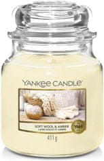 Yankee Candle Klasična Dišeča sveča v steklenem mediju Soft Wool a Amber 368g