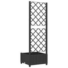 Vidaxl Cvetlično korito z oporno mrežo črno 40x40x121,5 cm PP