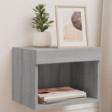 Vidaxl vidaXL Stenske nočne omarice z LED lučkami, komplet 2 kosov, sonoma hrast siv