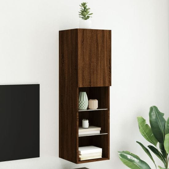 Vidaxl TV omarica z LED lučkami rjav hrast 30,5x30x102 cm