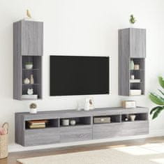 Vidaxl TV omarica z LED lučmi siva sonoma 30,5x30x102 cm
