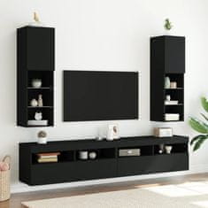 Vidaxl TV omarica z LED lučkami črna 30,5x30x102 cm