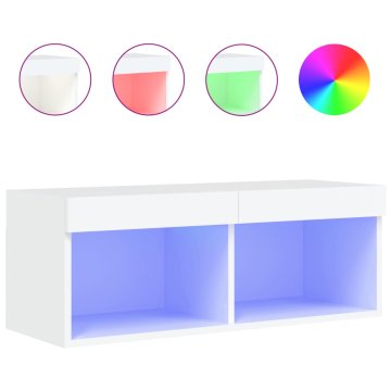 Vidaxl TV omarica z LED lučmi bela 80x30x30 cm