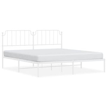 Vidaxl Kovinski posteljni okvir z vzglavjem bel 183x213 cm