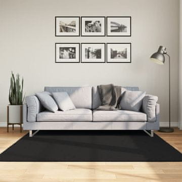 Vidaxl vidaXL HUARTE Preproga, nizek vlak, črna, 160x160 cm