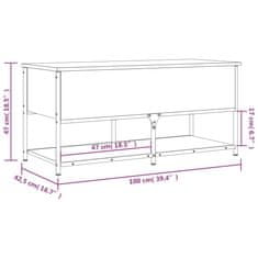 Vidaxl Klop za shranjevanje rjavi hrast 100x42,5x47 cm inženirski les