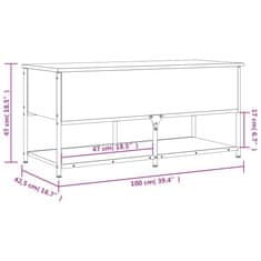Vidaxl Klop za shranjevanje dimljen hrast 100x42,5x47 cm inž. les