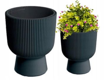 shumee Plastični cvetlični lonec z antracitnim vstavkom Milly 24x30 cm