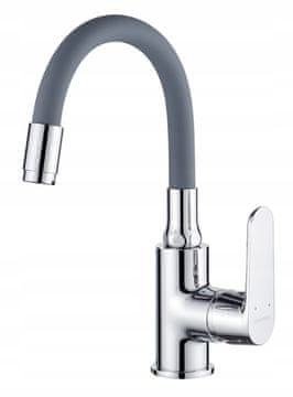 shumee Dima siva samostoječa armatura za umivalnik s gibljivim izlivom