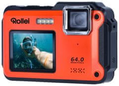 Rollei Sportsline 64 Selfie/ 64 MPix/ 16x zoom/ 2,8" LCD+ 2" LCD/ 4K video/ Vodoodporen 5m/ Oranžna