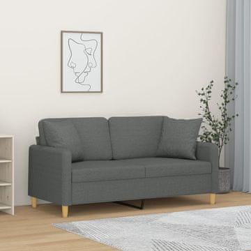 Vidaxl vidaXL Dvosed z blazinami, temno siv, 140 cm, blago