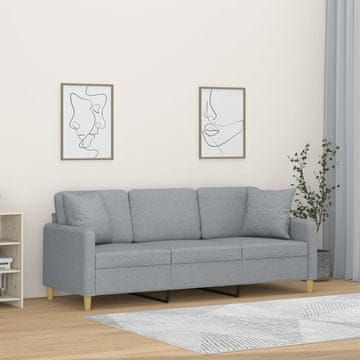 Vidaxl vidaXL Trosed z blazinami, svetlo siv, 180 cm, blago