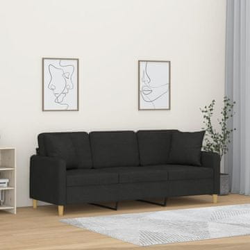 Vidaxl vidaXL Trosed z blazinami, črne barve, 180 cm, blago