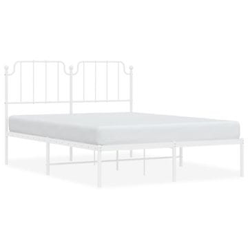 Vidaxl Kovinski posteljni okvir z vzglavjem bel 150x200 cm