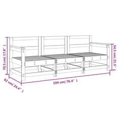 Vidaxl Vrtna sedežna garnitura 3-delna trdna borovina