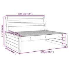 Vidaxl Vrtni sredinski kavč 120x80 cm impregnirana borovina